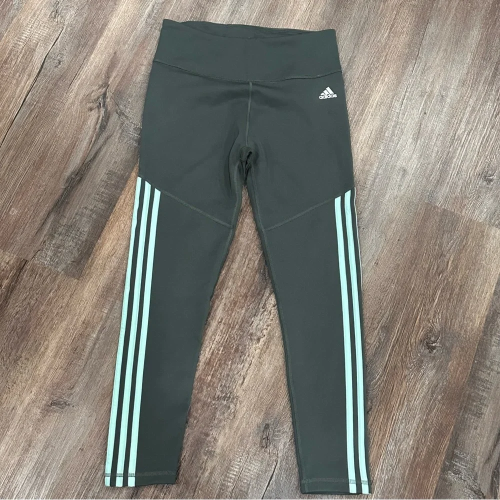 Adidas Climalite green pants leggings Medium - Picture 2 of 4